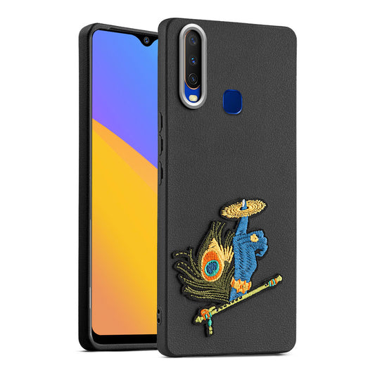 Sleek Textured Silicone Case for Vivo Y12 Featuring Divine Embroidery on the Back