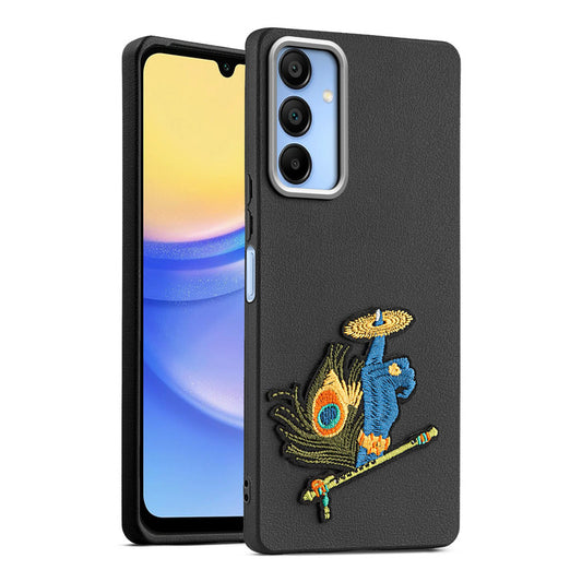 Sleek Textured Silicone Case for Samsung A15 5G Featuring Divine Embroidery on the Back
