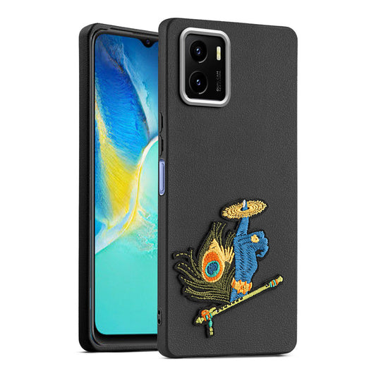 Sleek Textured Silicone Case for Vivo Y15S Featuring Divine Embroidery on the Back