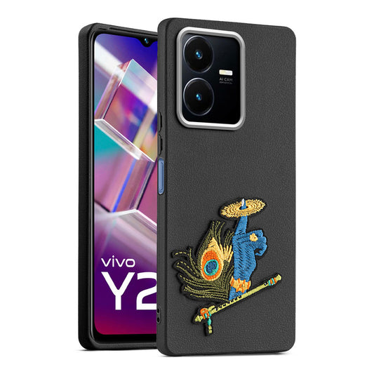 Sleek Textured Silicone Case for Vivo Y22 Featuring Divine Embroidery on the Back
