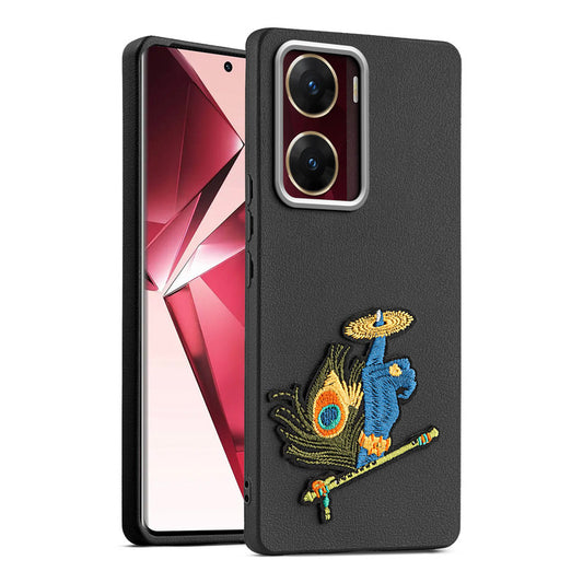 Sleek Textured Silicone Case for Vivo V29e 5G Featuring Divine Embroidery on the Back