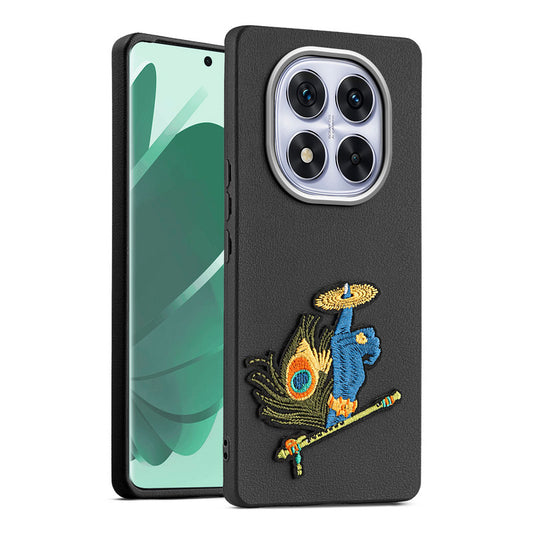Sleek Textured Silicone Case for Redmi Note 14 Pro 5G Featuring Divine Embroidery on the Back