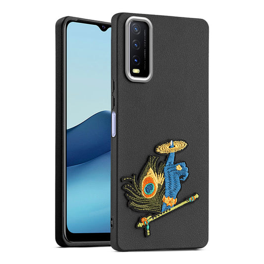 Sleek Textured Silicone Case for Vivo Y20 Featuring Divine Embroidery on the Back