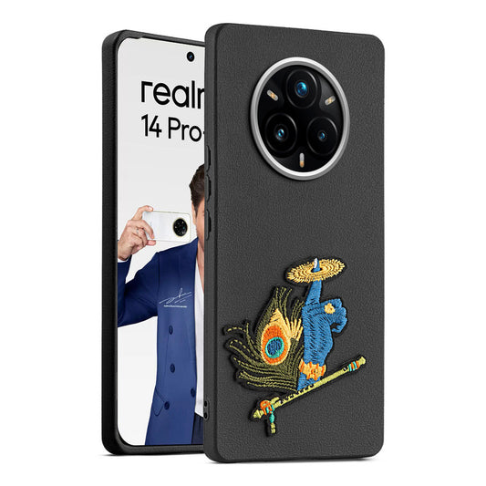 Sleek Textured Silicone Case for Realme 14 Pro Plus 5G Featuring Divine Embroidery on the Back