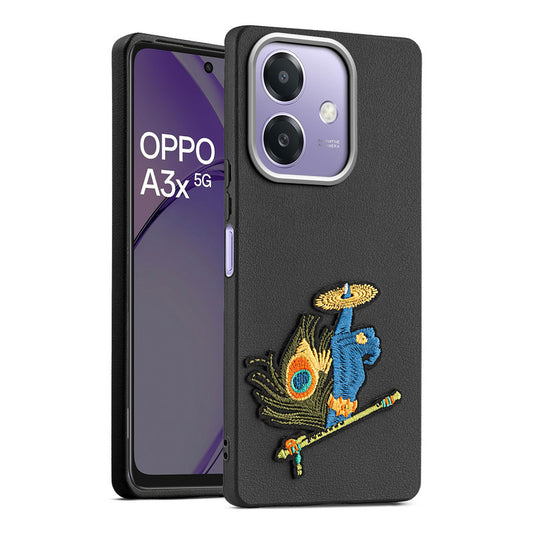 Sleek Textured Silicone Case for Oppo A3x 5G Featuring Divine Embroidery on the Back