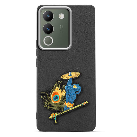 Sleek Textured Silicone Case for Vivo Y200 5G Featuring Divine Embroidery on the Back