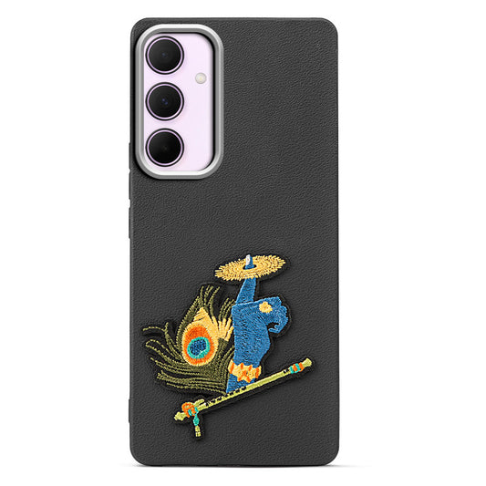 Sleek Textured Silicone Case for Samsung A35 5G Featuring Divine Embroidery on the Back