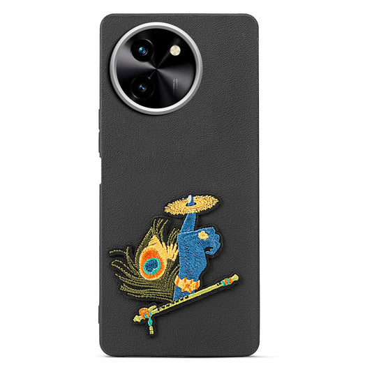 Sleek Textured Silicone Case for Vivo T3x 5G Featuring Divine Embroidery on the Back