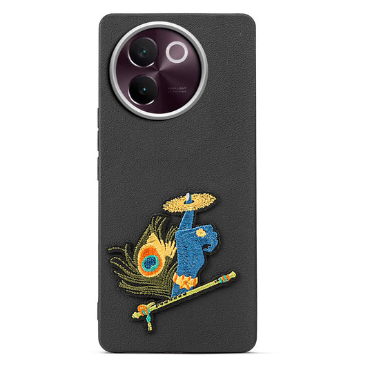 Sleek Textured Silicone Case for Vivo V30e 5G Featuring Divine Embroidery on the Back