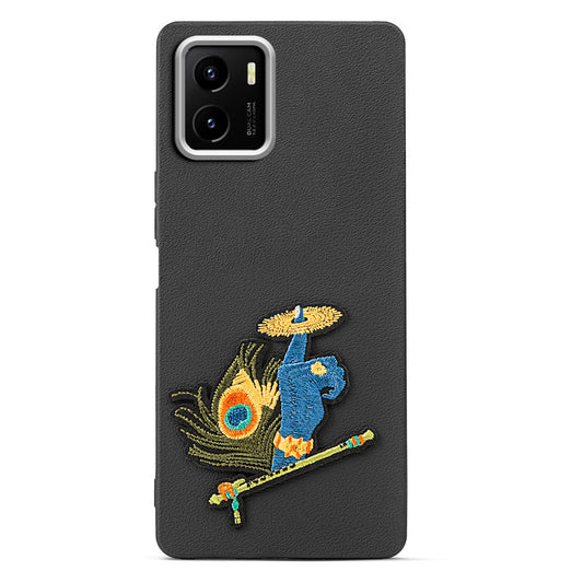 Sleek Textured Silicone Case for Vivo Y15S Featuring Divine Embroidery on the Back