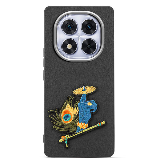Sleek Textured Silicone Case for Redmi Note 14 Pro 5G Featuring Divine Embroidery on the Back