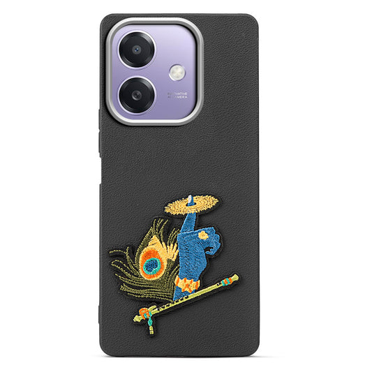 Sleek Textured Silicone Case for Oppo A3x 5G Featuring Divine Embroidery on the Back