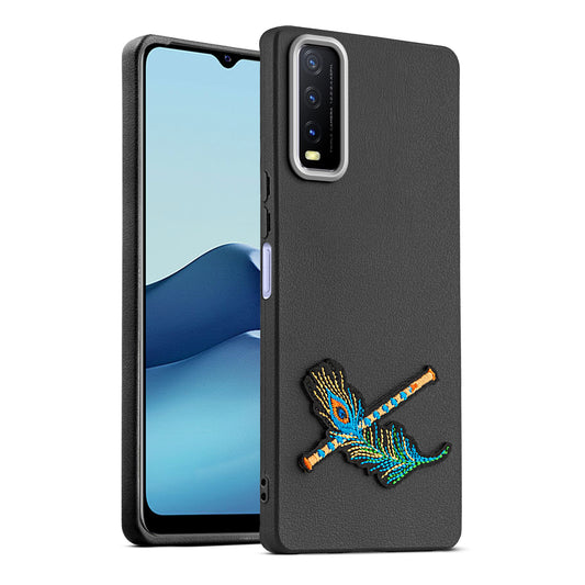 Sleek Textured Silicone Case for Vivo Y20 Featuring Divine Embroidery on the Back