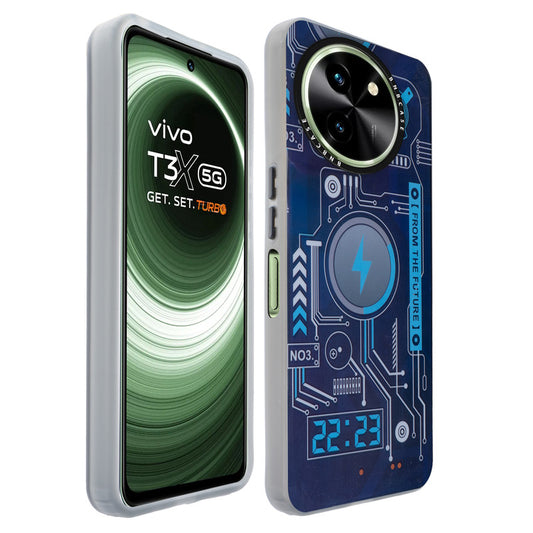 Colorful Reflective Circuit Prints Hard Back Protector Case For Vivo T3x 5G