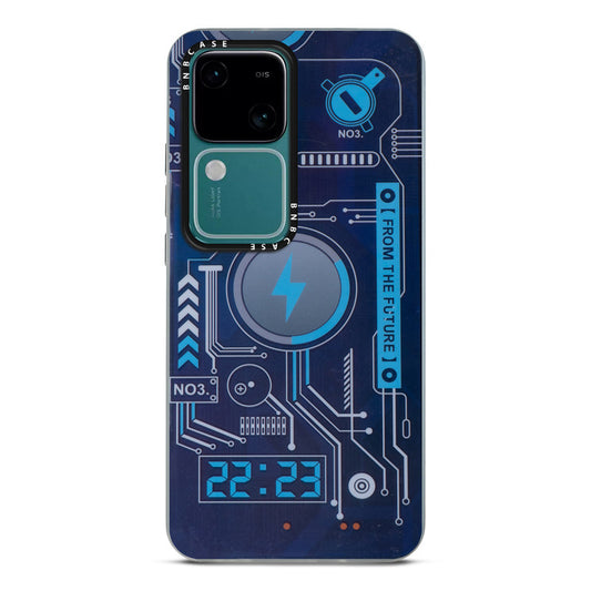 Colorful Reflective Circuit Prints Hard Back Protector Case For Vivo V30 5G