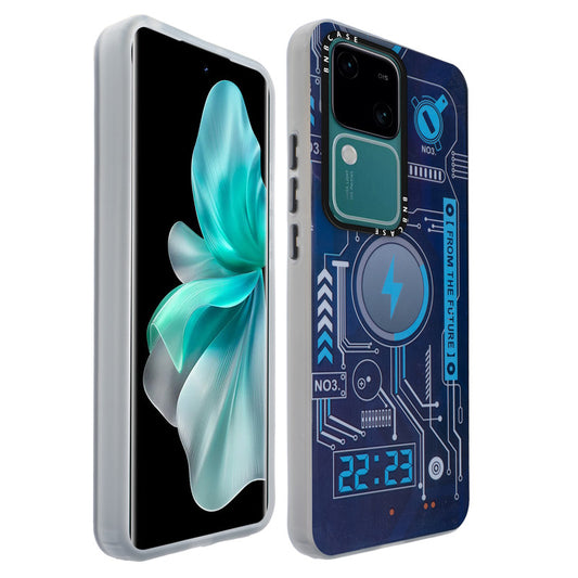 Colorful Reflective Circuit Prints Hard Back Protector Case For Vivo V30 5G
