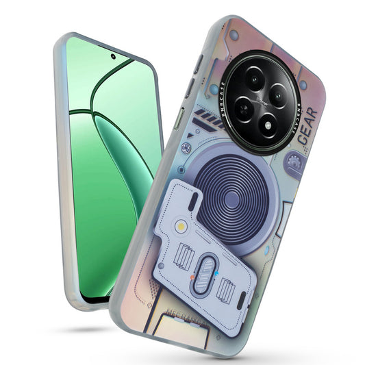 Futuristic Rainbow Effect Circuit Print Hard Back Cover For Realme 12X 5G