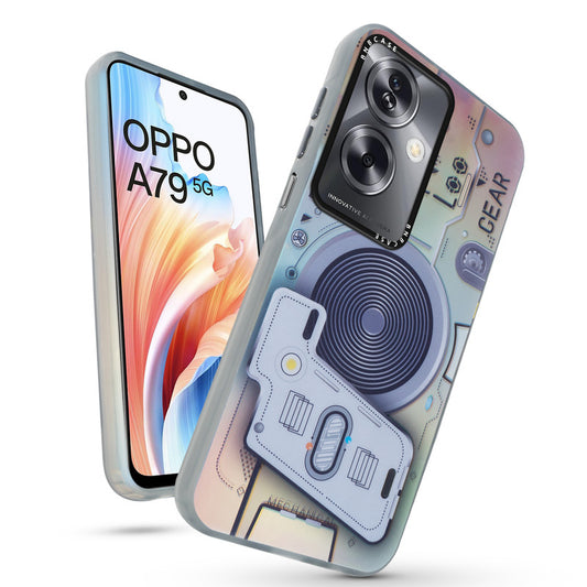 Futuristic Rainbow Effect Circuit Print Hard Back Cover For Oppo A79 5G