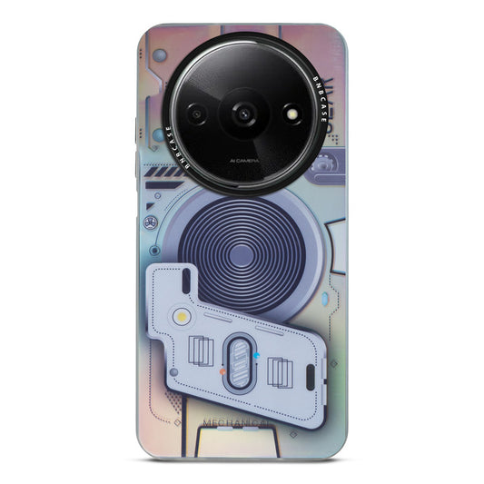 Futuristic Rainbow Effect Circuit Print Hard Back Cover For Redmi A3 2024