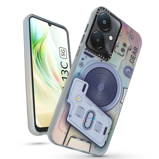 Futuristic Rainbow Effect Circuit Print Hard Back Cover For Redmi 13C 5G