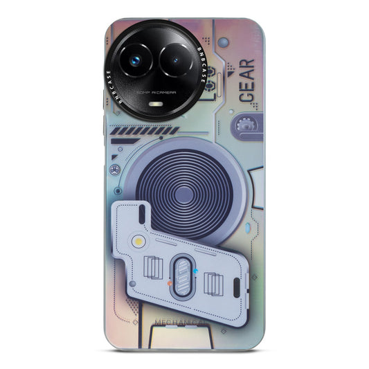 Futuristic Rainbow Effect Circuit Print Hard Back Cover For Realme C67 5G