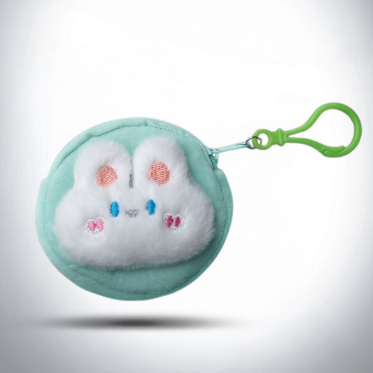 Cute 3D Multipurpose Fluffy Pouch - 3D Green Bunny