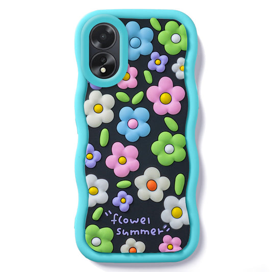 3D Silicone Soft Wave Edges Mobile Back Case For Oppo A18 4G