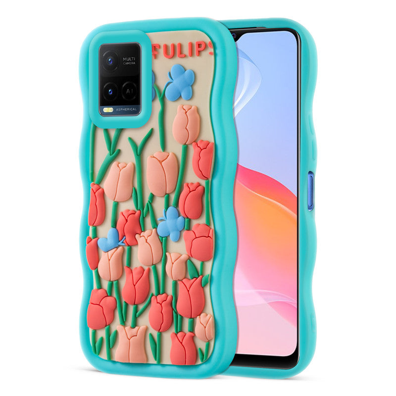 3D Soft Silicone Wave Edges Mobile Back Case For Vivo Y21 2021