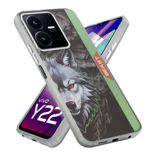 Beast Mode Animal Printed Back Case For Vivo Y22 With Hard Back & Glow Effect