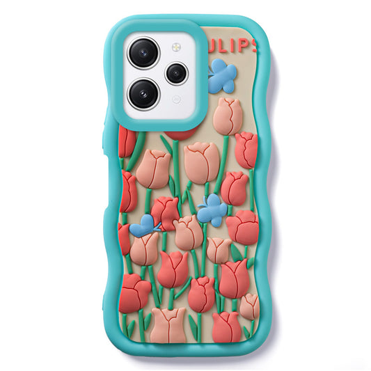 3D Silicone Soft Wave Edges Mobile Back Case For Redmi 12 4G