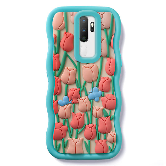 3D Silicone Soft Wave Edges Mobile Back Case For Oppo A5 2020