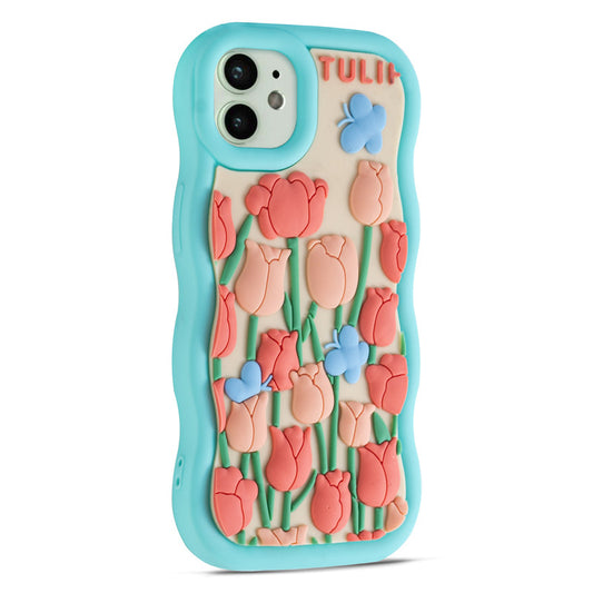 3D Silicone Soft Wave Edges Mobile Back Case For Apple iPhone 11