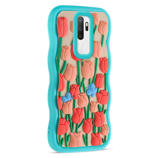 3D Silicone Soft Wave Edges Mobile Back Case For Oppo A5 2020