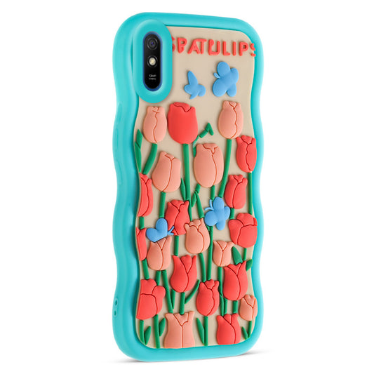 3D Silicone Soft Wave Edges Mobile Back Case For Redmi 9A