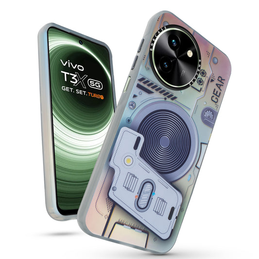 Colorful Reflective Circuit Prints Hard Back Protector Case For Vivo T3x 5G
