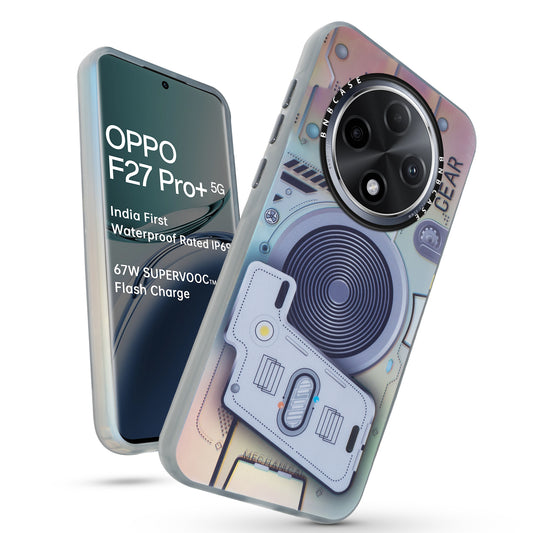 Colorful Reflective Circuit Prints Hard Back Protector Case For Oppo F27 Pro Plus 5G