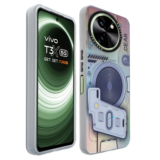 Colorful Reflective Circuit Prints Hard Back Protector Case For Vivo T3x 5G