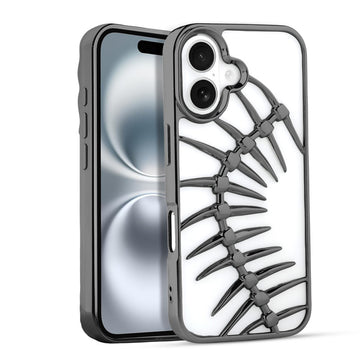 Spine Guard theme Fish Bone Textured Silicone Back Cover for Apple iPhone 16
