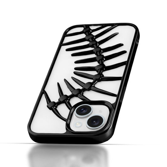 Spine Guard theme Fish Bone Textured Silicone Back Cover for Apple iPhone 15 Plus