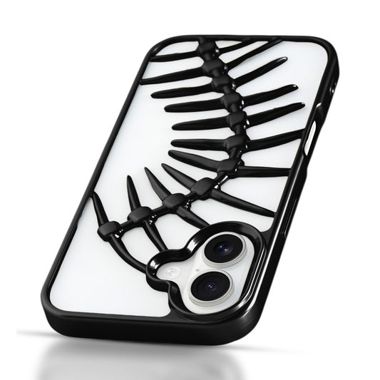 Spine Guard theme Fish Bone Textured Silicone Back Cover for Apple iPhone 16