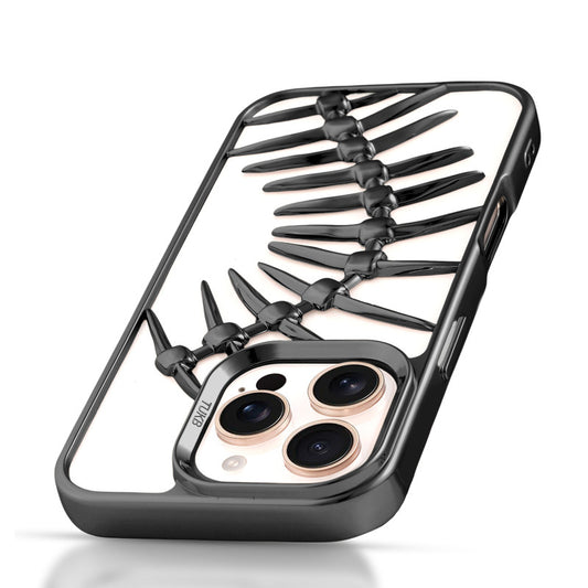 Spine Guard theme Fish Bone Textured Silicone Back Cover for Apple iPhone 16 Pro