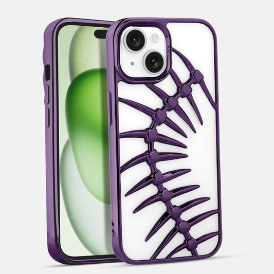 Spine Guard theme Fish Bone Textured Silicone Back Cover for Apple iPhone 15 Plus