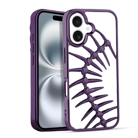 Spine Guard theme Fish Bone Textured Silicone Back Cover for Apple iPhone 16