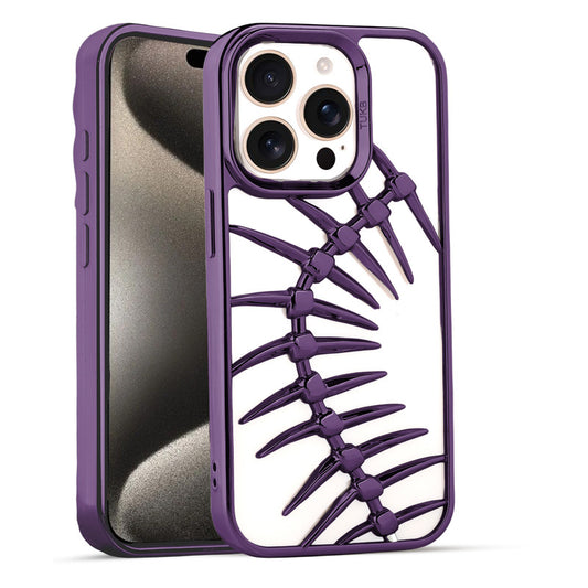 Spine Guard theme Fish Bone Textured Silicone Back Cover for Apple iPhone 15 Pro Max