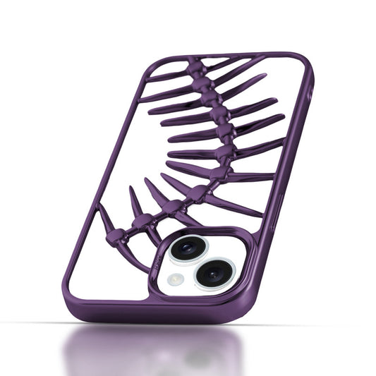 Spine Guard theme Fish Bone Textured Silicone Back Cover for Apple iPhone 15 Plus