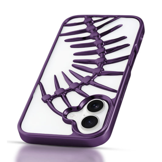 Spine Guard theme Fish Bone Textured Silicone Back Cover for Apple iPhone 16