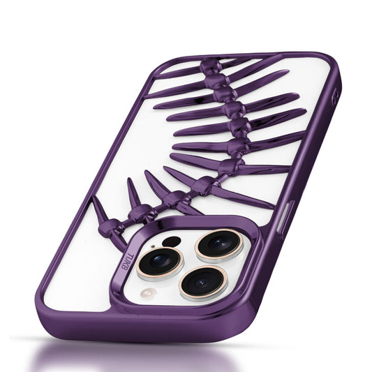 Spine Guard theme Fish Bone Textured Silicone Back Cover for Apple iPhone 15 Pro Max