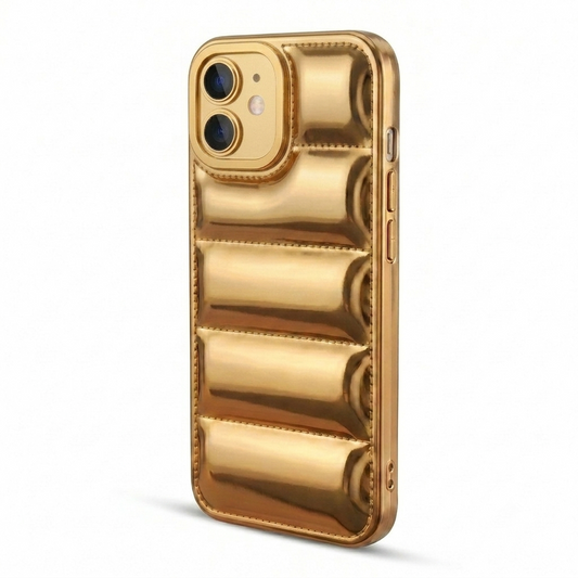 Soft Silicone 3D Puffer Pattern Back Cover for Apple iPhone 12, Shiny Shockproof Protective Case