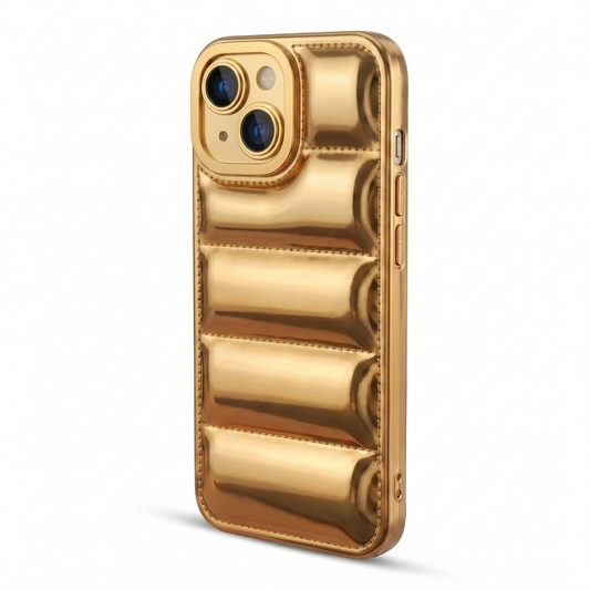 Soft Silicone 3D Puffer Pattern Back Cover for Apple iPhone 14, Shiny Shockproof Protective Case