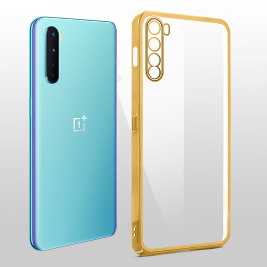 Crystal Clear Transparent Premium Shiny colorful Edges Hard Back Case For OnePlus Nord 5G